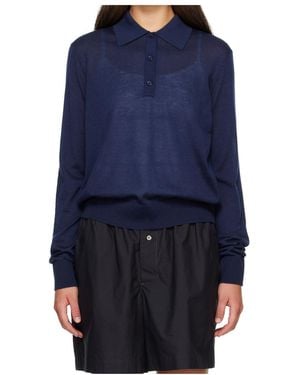 Loulou de Saison Long-Sleeve Polo Shirt - Blue