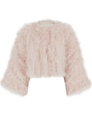 Yves Salomon Hooded Faux Fur Cape - Natural