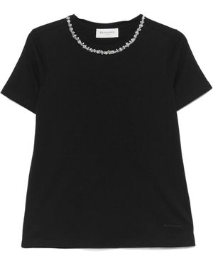 ERMANNO FIRENZE Crystal-Embellished T-Shirt - Black