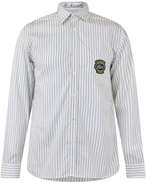 Lacoste Striped Button-Down Shirt - Gray