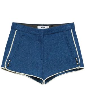 MSGM Striped-Edge Mini Shorts - Blue