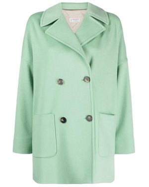 Alberto Biani Double-Breasted Virgin Wool Coat - Green