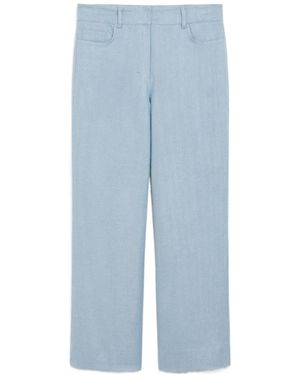 Max Mara Wide-Fit Linen And Cotton Basketweave Pants - Blue