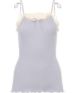 Chloé Lace-Trimmed Cotton-Blend Top - Purple