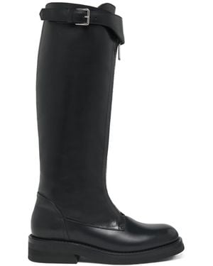 McQueen Countryside Zip-Detailed Buckle Knee Boots - Black