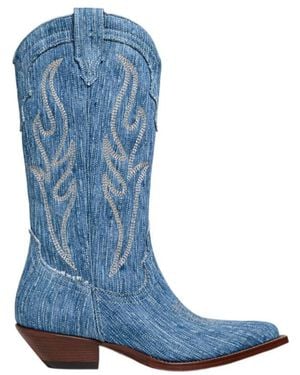 Sonora Boots Santa Fe Panelled Denim Boots - Blue