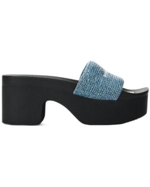 Alexander Wang Crystal Denim Platform Aw Pool Slide - Blue
