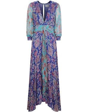 RIXO London V-Neck Long-Sleeved Dress - Purple