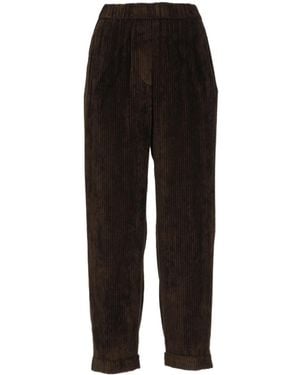 Peserico Corduroy Turned Up Hem Trousers - Black