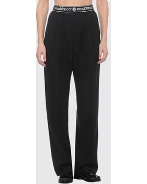 CASABLANCA Logo-Waist Straight-Leg Pants - Black