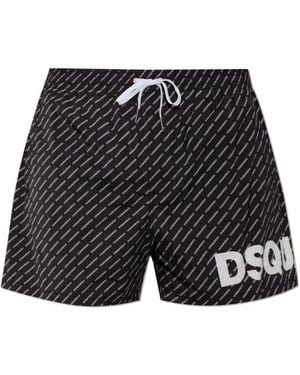 DSquared² Wide-Leg Swim Shorts - Black