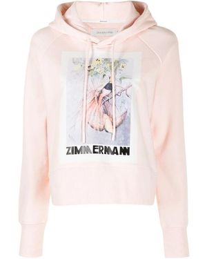Zimmermann Floral Print Hoodie - White