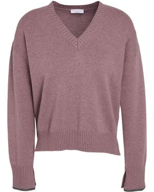 Brunello Cucinelli Mediumweight Cashmere Vneck Longsleeve - Purple
