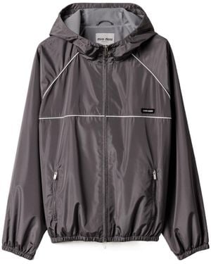 Miu Miu Technical Silk Zipper Blouson Jacket - Black