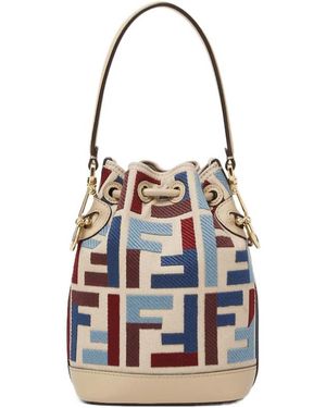 Fendi Mon Tresor Ff Embroidered Bucket Bag - White