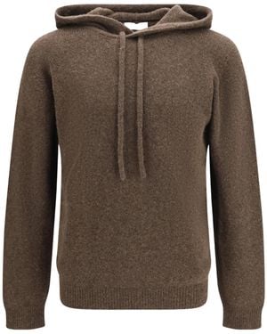 Roberto Collina Ribbed Hooded Sweater - Brown