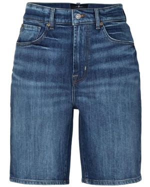 7 For All Mankind Denim Shorts With Belt Loops - Blue