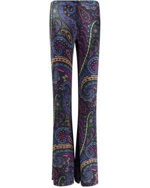 Etro Denim Flared Leg Pants - Blue