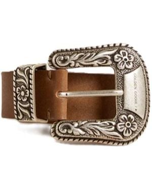 Golden Goose Floral-Buckle Leather Belt - White