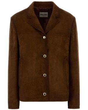 Miu Miu Long-Sleeved Button-Up Jacket - Brown
