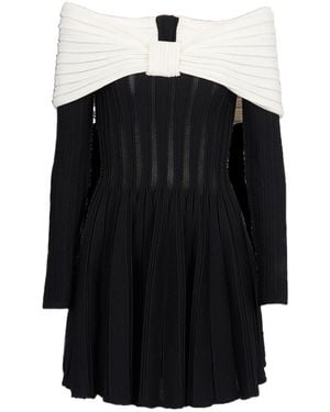 Balmain Off-The-Shoulder Skater Dress - Black