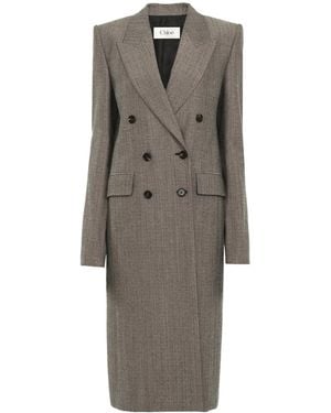 Chloé Wool Double-Breasted Coat - Gray
