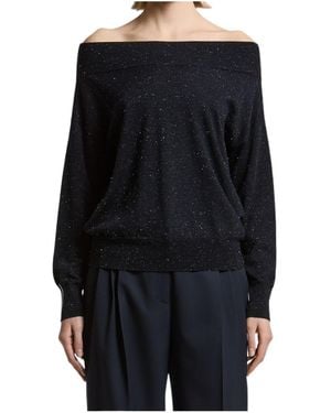 Peserico Off-Shoulder Knit Sweater - Black