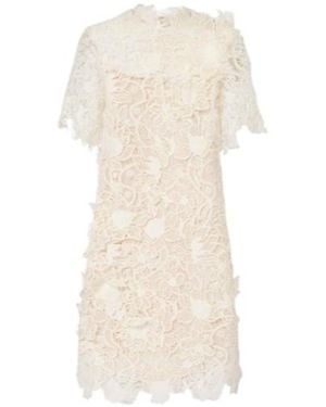 Oscar de la Renta Floral Lace Minidress - Natural