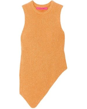 The Elder Statesman Asymmetrical Ribbed Tank Top - Orange