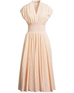 Tory Burch Solid Color Short Sleeve Dress - Natural