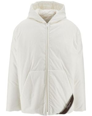Prada Logo-Print Hooded Down Jacket - White