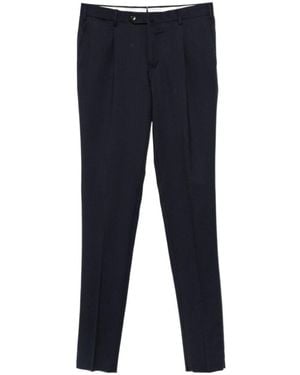Pt Pantaloni Herringbone Pleated Trousers - Blue