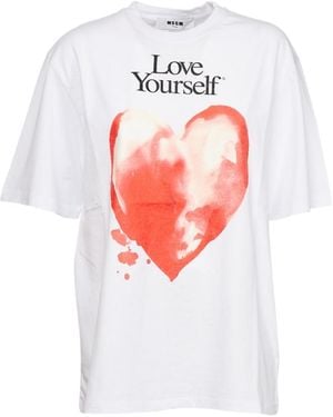 MSGM Heart Graphic Print T-Shirt - White