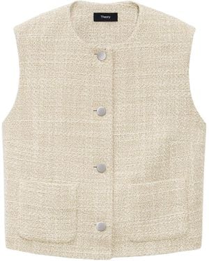 Theory Tweed Textured Vest - Natural