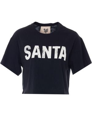 Aniye By Cropped Logo-Print T-Shirt - Blue