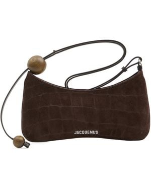 Jacquemus Logo Lettering Le Bisou Perle Shoulder Bag - Brown