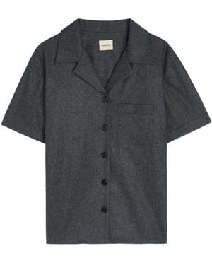 KHAITE Riordan Melange Wool-Blend Shirt - Black