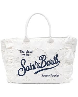 MC2 Saint Barth Vanity Volant Broderie-Anglaise Tote Bag - White