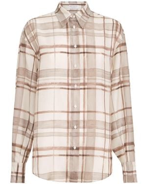 Brunello Cucinelli Silk Pongée Shirt - Natural