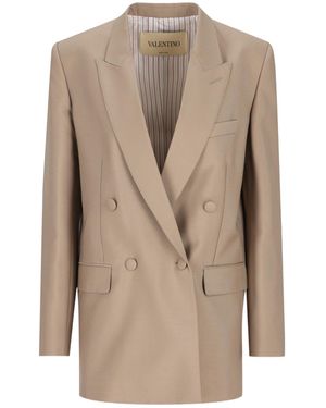 Valentino Lapel Long-Sleeved Suit Jacket - Natural