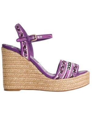 Dolce & Gabbana Logo Embroidered Wedge Sandals - Pink