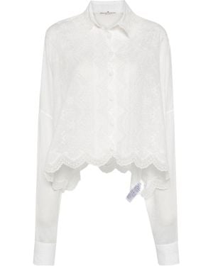 Ermanno Scervino Floral-Lace Detail Drop-Shoulder Blouse - White