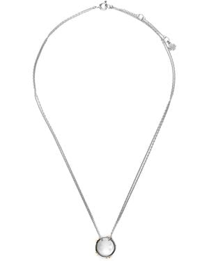 Tory Burch Logo Charm Necklace - Metallic