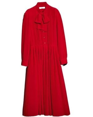 Gucci Pleated Chemisier Dress - Red