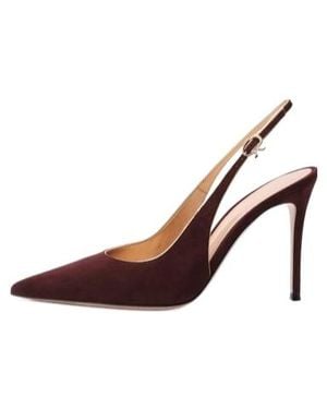 Gianvito Rossi 95Mm Sling Suede Pumps - Brown