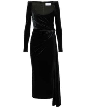 Alex Perry Draped Velvet Midi Dress - Black
