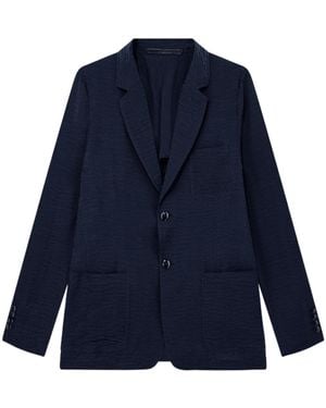 Giorgio Armani Textured Single-Breasted Blazer - Blue
