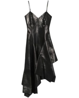 McQueen Leather Asymmetrical Dress - Black