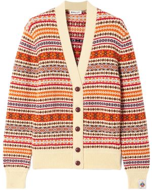 Bally Jacquard Knit Wool Cardigan - Orange