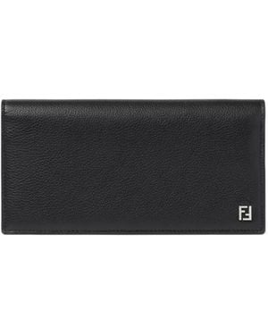Fendi Continental Ff Full-Grain Leather Wallet - Black